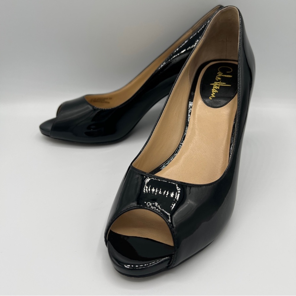 Cole Haan Women’s Nike Air‎ Black Patent Leather Pumps Peep Toe US 9B